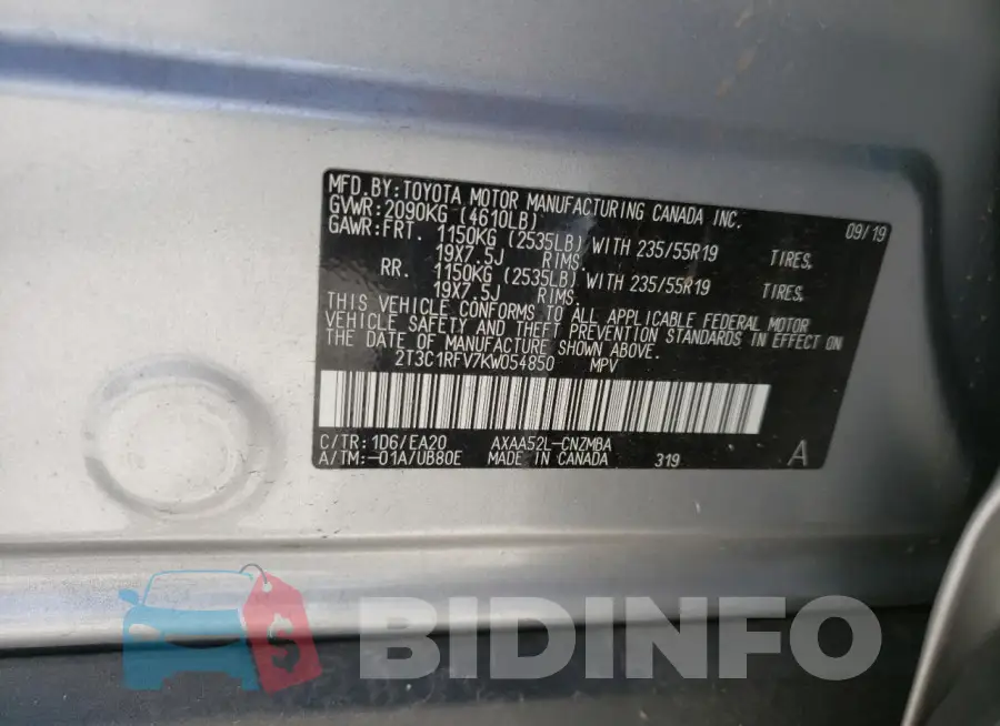 2T3C1RFV7KW054850 Photo# 13