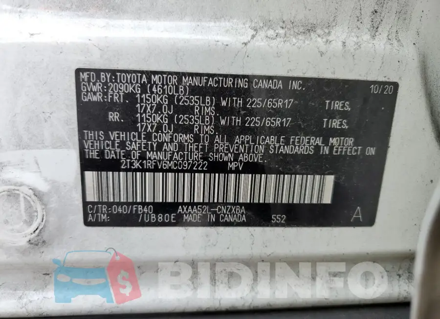 2T3K1RFV6MC097222 Photo# 13