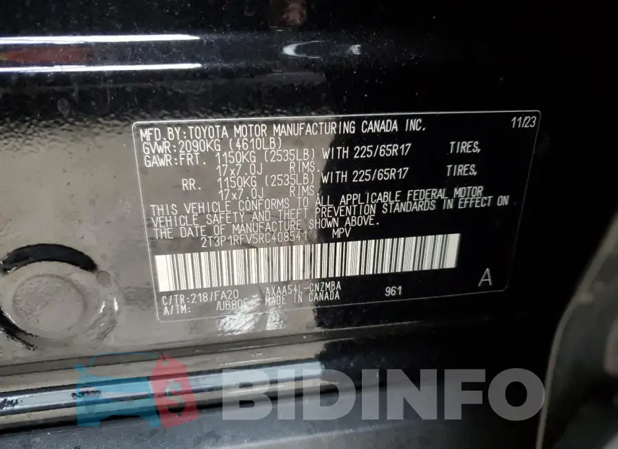 2T3P1RFV5RC408541 Photo# 13