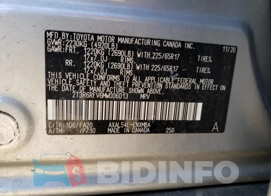 2T3R6RFV6MW006013 Photo# 13