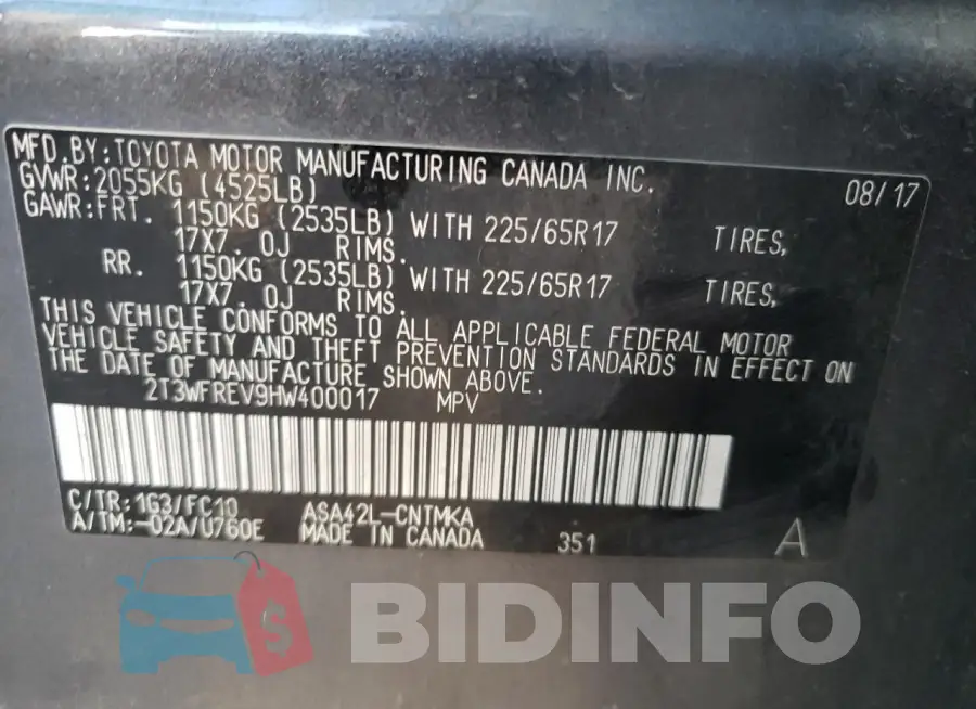 2T3WFREV9HW400017 Photo# 12