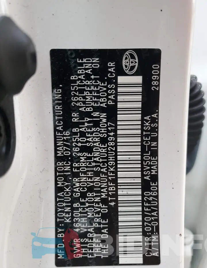 4T1BF1FK9HU289417 Photo# 13