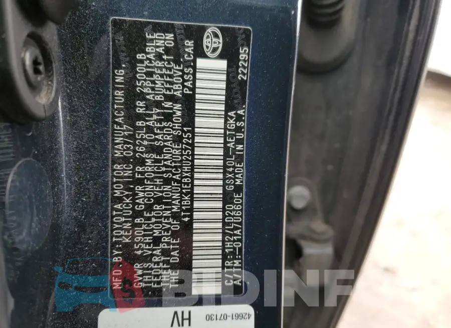 4T1BK1EBXHU257251 Photo# 12