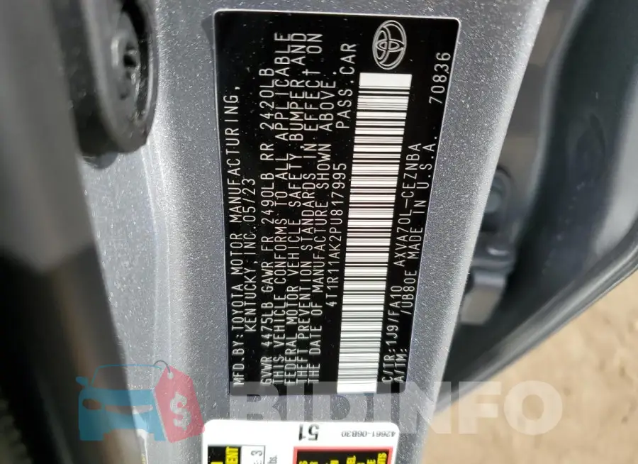 4T1R11AK2PU817995 Photo# 12