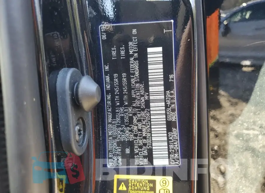 5TDDZRFH7KS705872 Photo# 13
