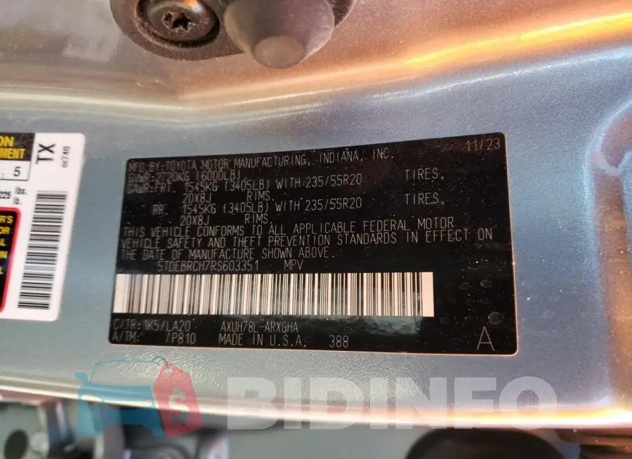 5TDEBRCH7RS603351 Photo# 13
