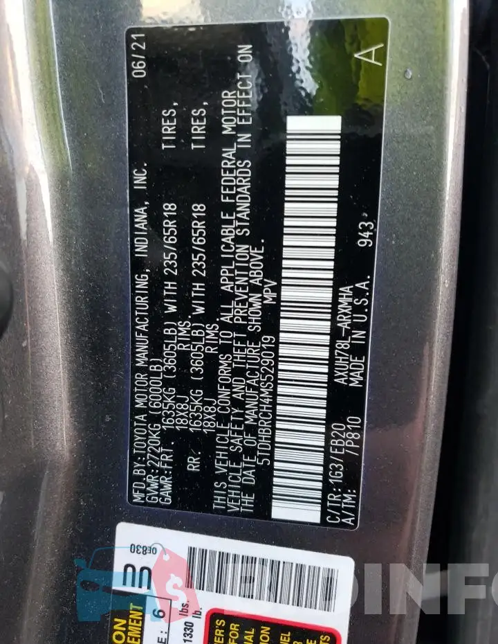 5TDHBRCH4MS529019 Photo# 12
