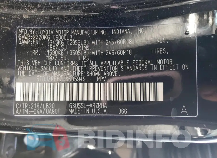 5TDJZRFH7JS535949 Photo# 12