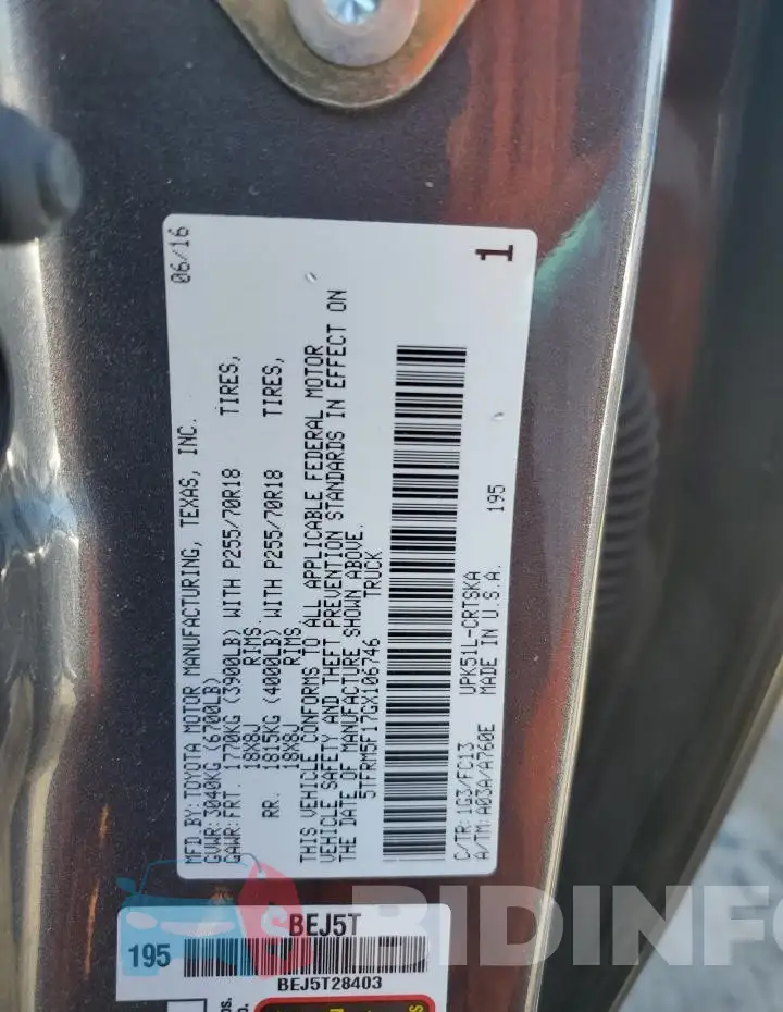 5TFRM5F17GX106746 Photo# 13