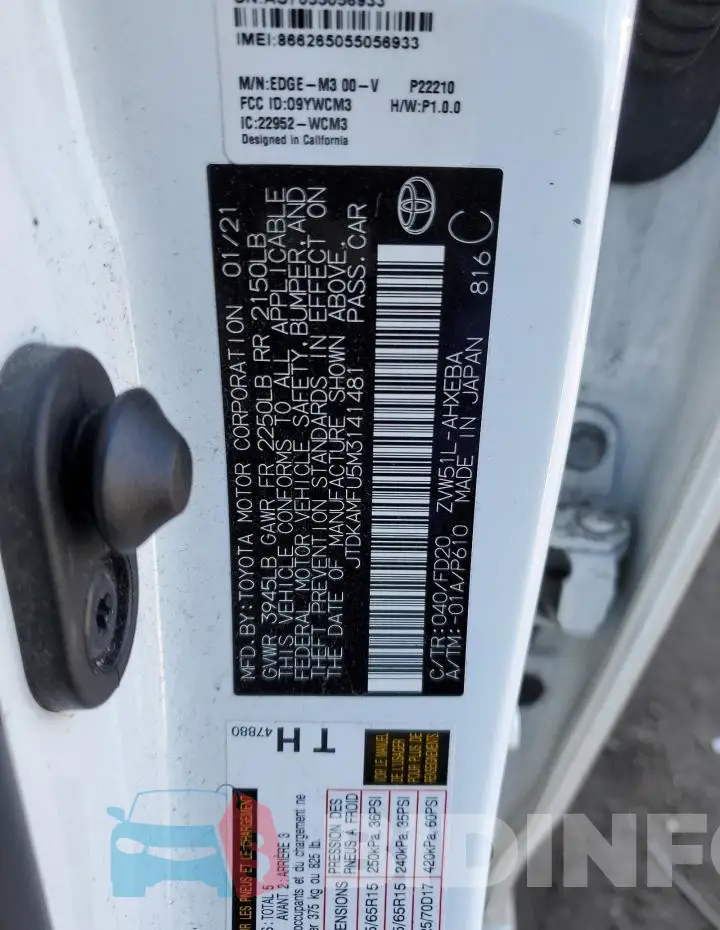 JTDKAMFU5M3141481 Photo# 12