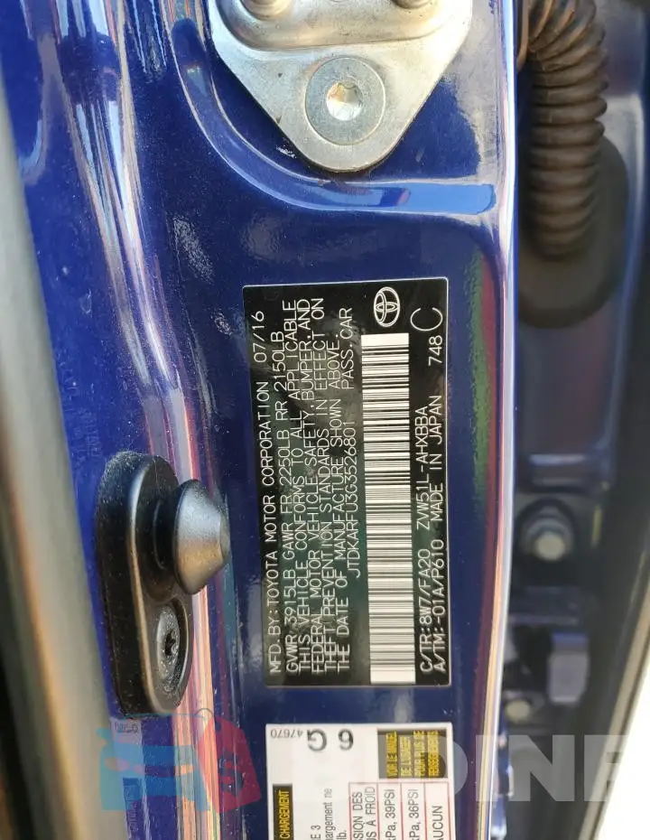 JTDKARFU3G3526801 Photo# 12