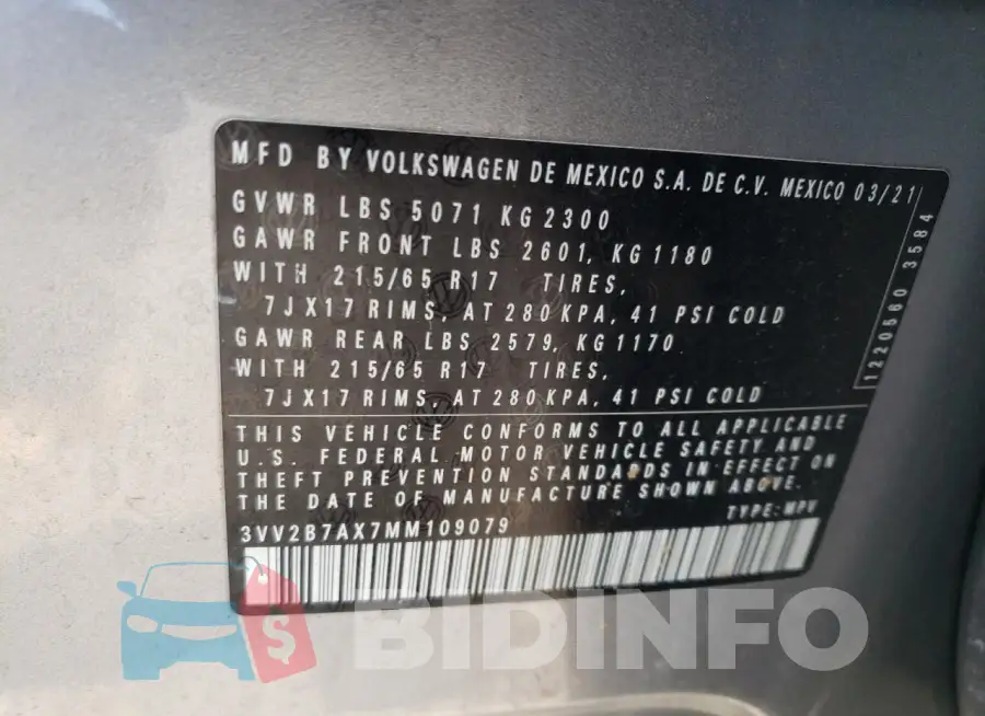 3VV2B7AX7MM109079 Photo# 12