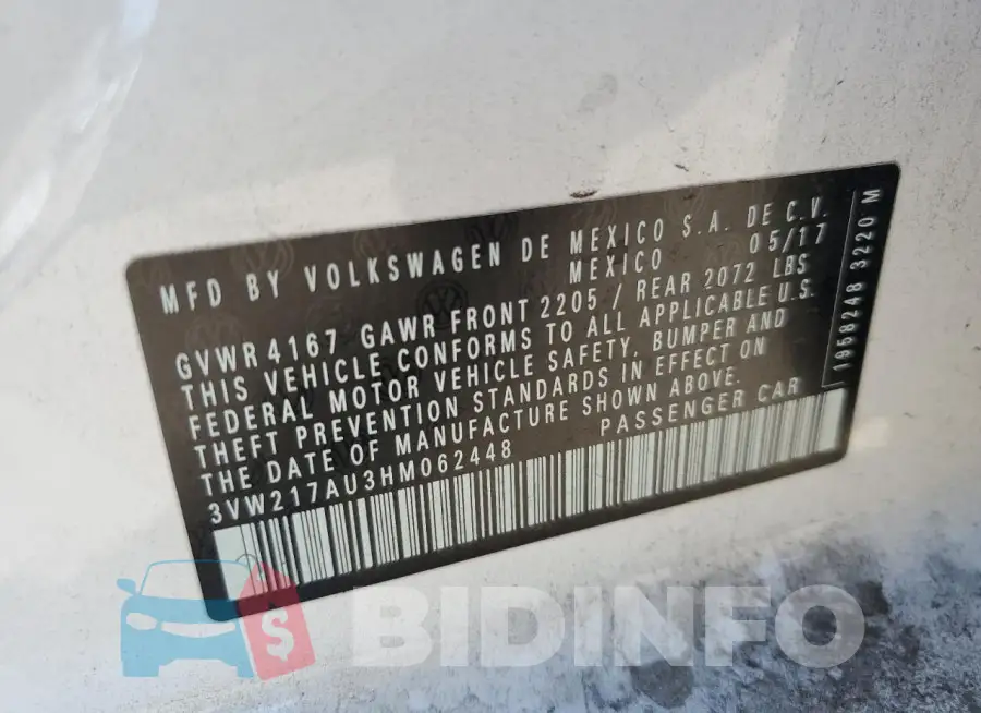 3VW217AU3HM062448 Photo# 12