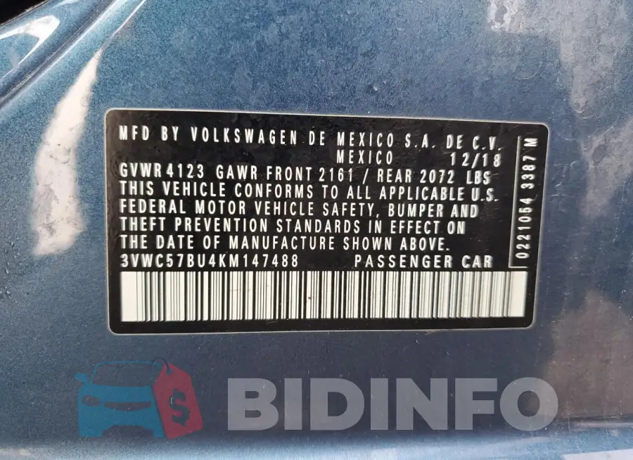 3VWC57BU4KM147488 Photo# 13