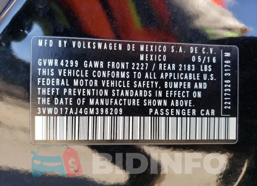 3VWD17AJ4GM396209 Photo# 12