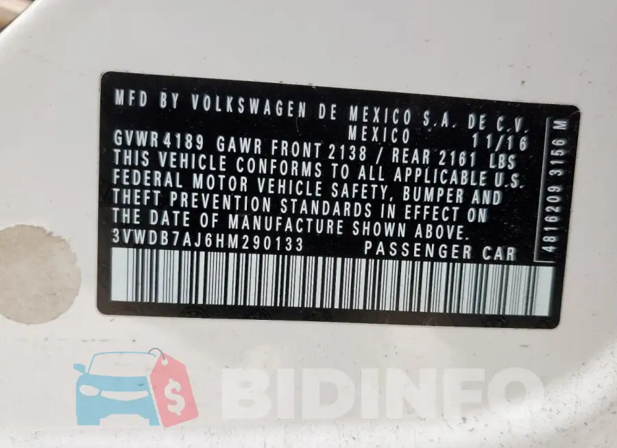 3VWDB7AJ6HM290133 Photo# 13
