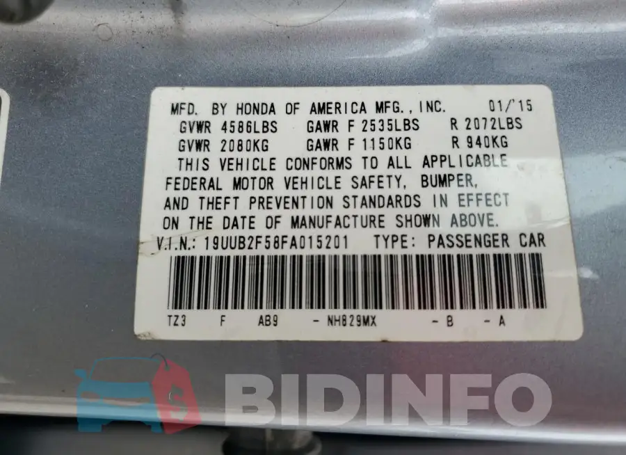 19UUB2F58FA015201 Photo# 12