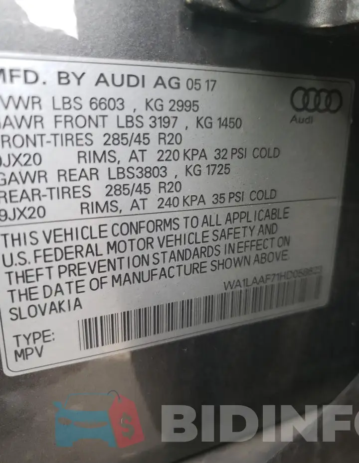 WA1LAAF71HD058623 Photo# 12
