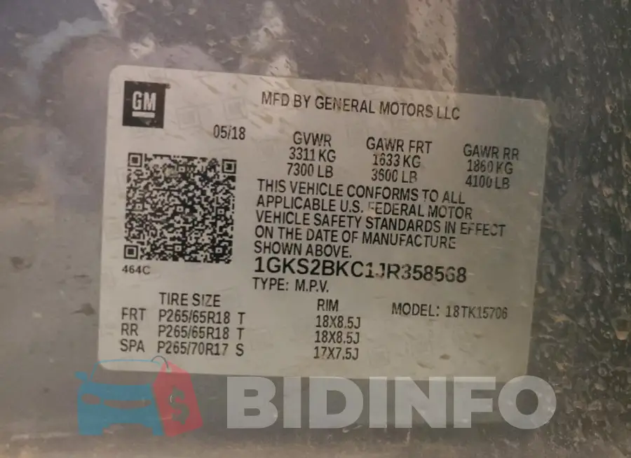 1GKS2BKC1JR358568 Photo# 14