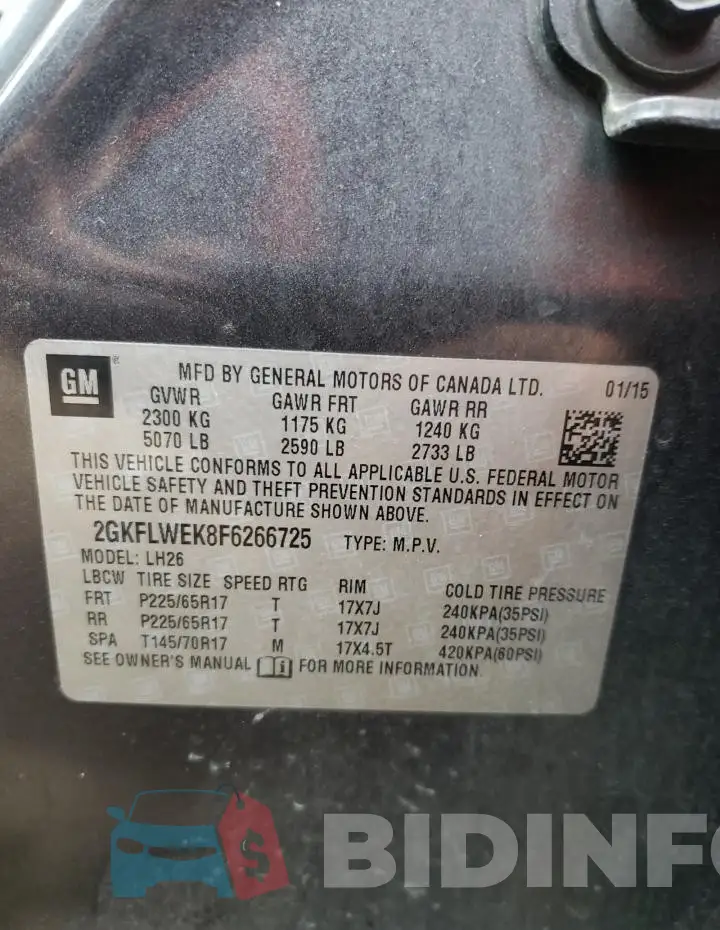 2GKFLWEK8F6266725 Photo# 12