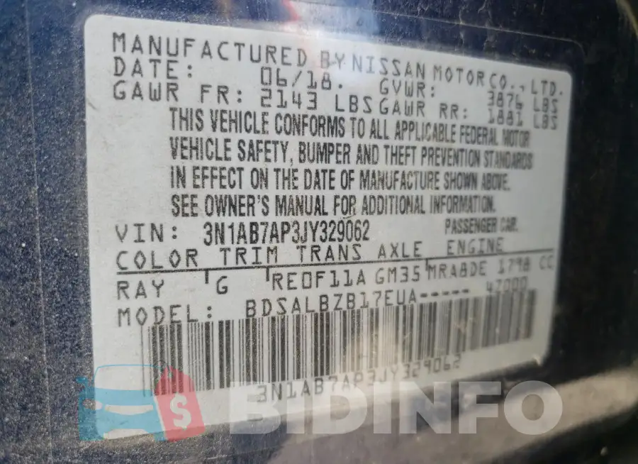 3N1AB7AP3JY329062 Photo# 13