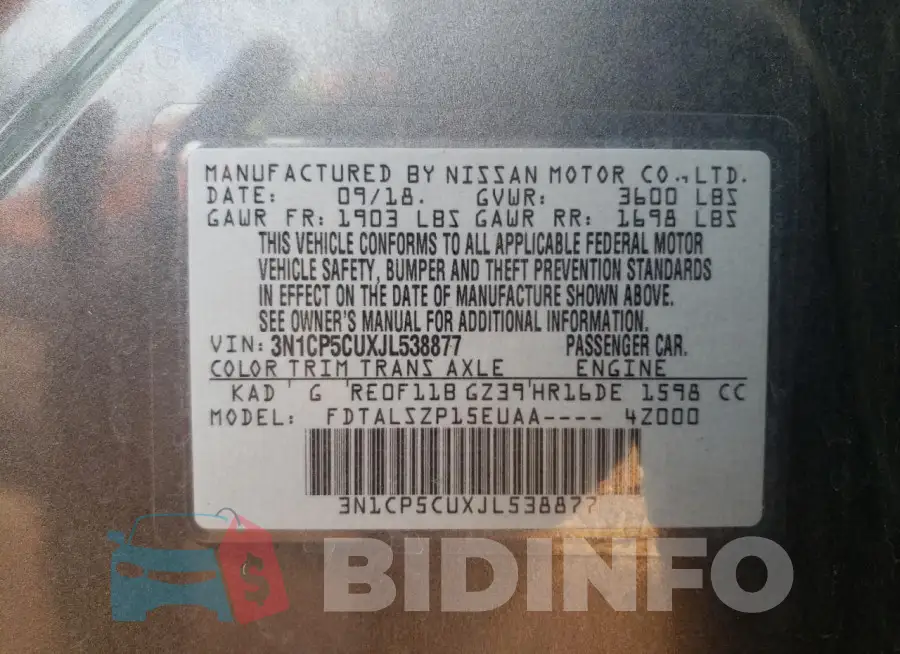 3N1CP5CUXJL538877 Photo# 12