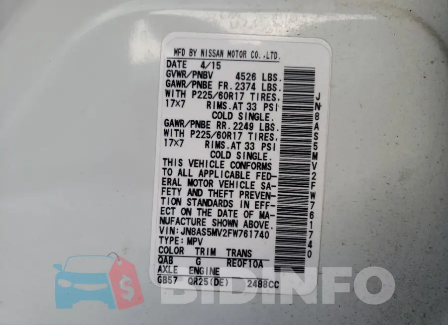 JN8AS5MV2FW761740 Photo# 12