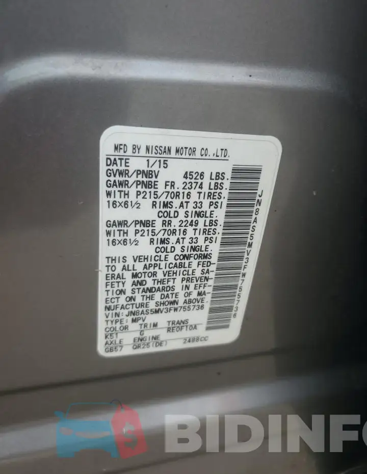 JN8AS5MV3FW755736 Photo# 13