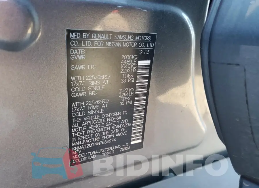 KNMAT2MT4GP634974 Photo# 13