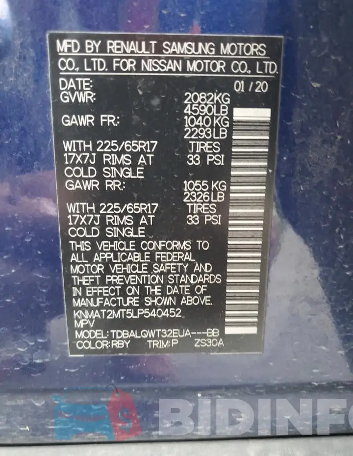 KNMAT2MT5LP540452 Photo# 13