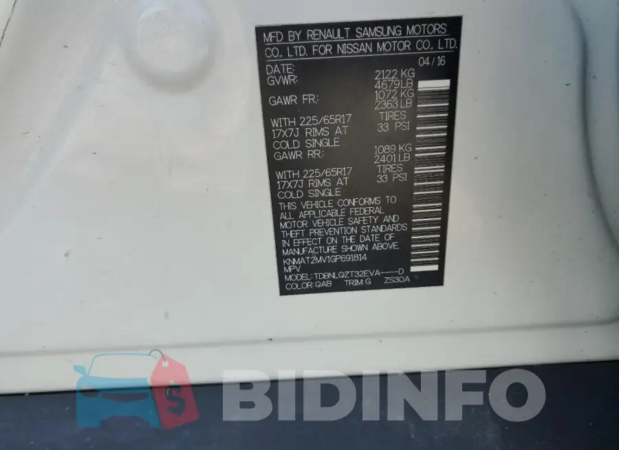 KNMAT2MV1GP691814 Photo# 14
