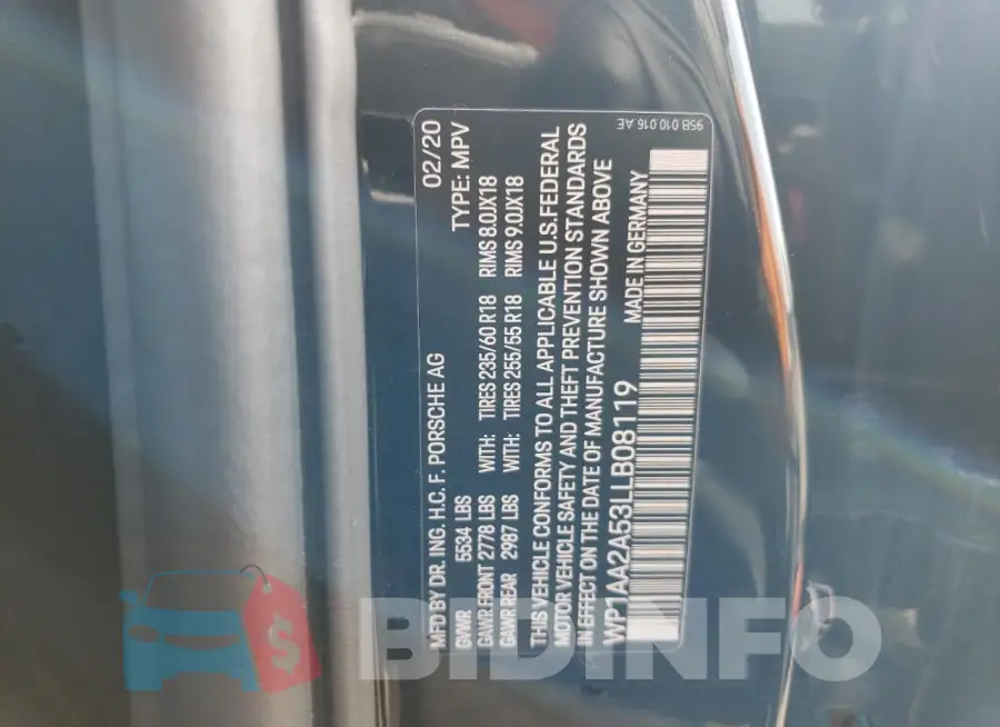 WP1AA2A53LLB08119 Photo# 14