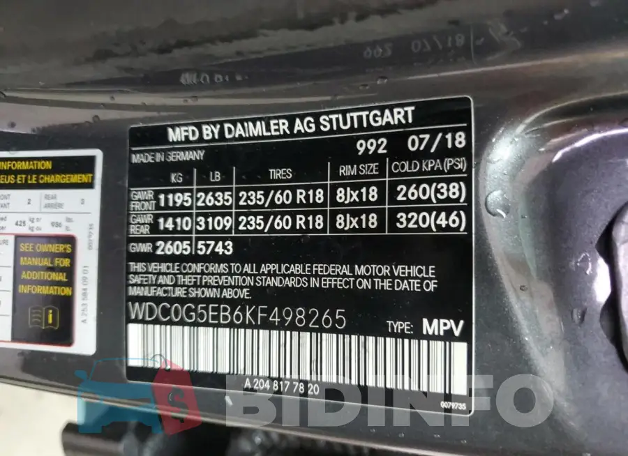 WDC0G5EB6KF498265 Photo# 12