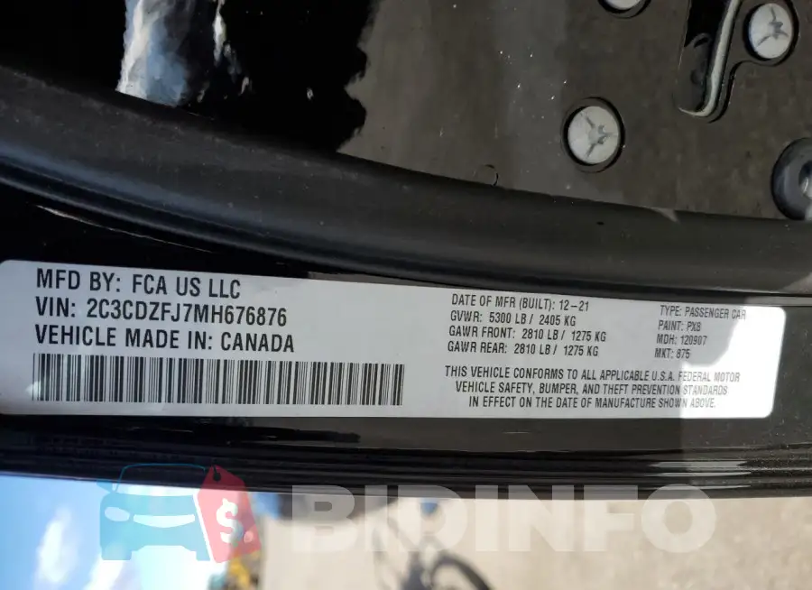 2C3CDZFJ7MH676876 Photo# 12