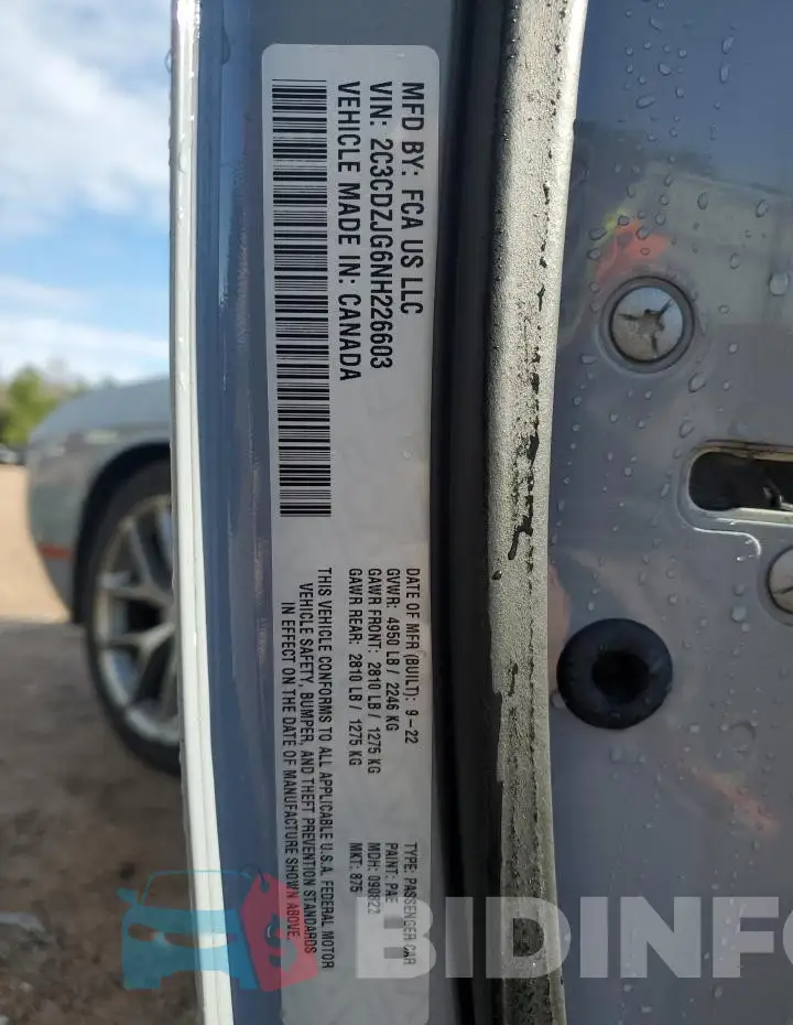 2C3CDZJG6NH226603 Photo# 13