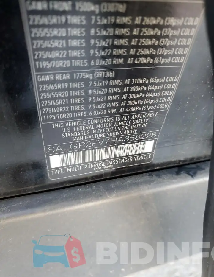 SALGR2FV7HA358228 Photo# 13