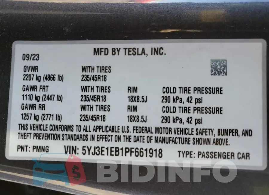 5YJ3E1EB1PF661918 Photo# 12
