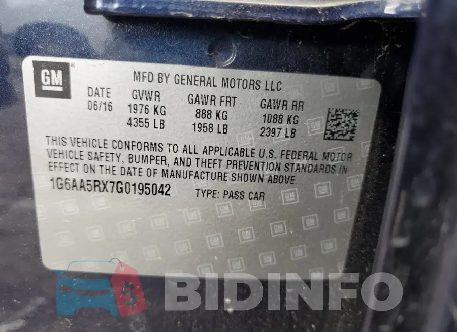 1G6AA5RX7G0195042 Photo# 12