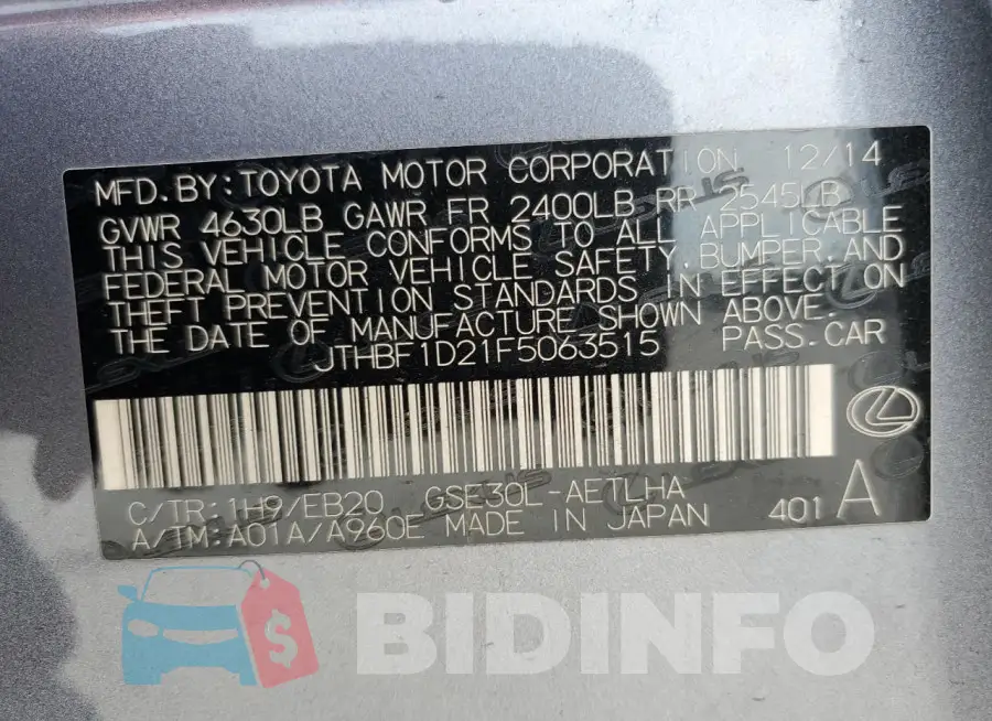 JTHBF1D21F5063515 Photo# 13