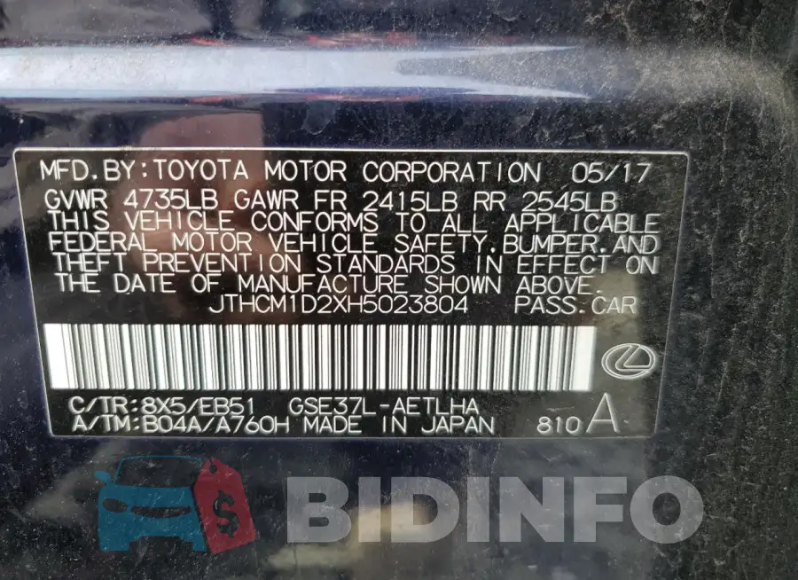 JTHCM1D2XH5023804 Photo# 12