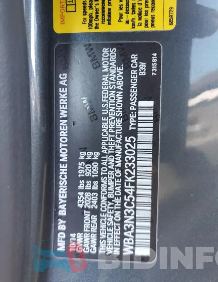 WBA3N3C54FK233025 Photo# 12