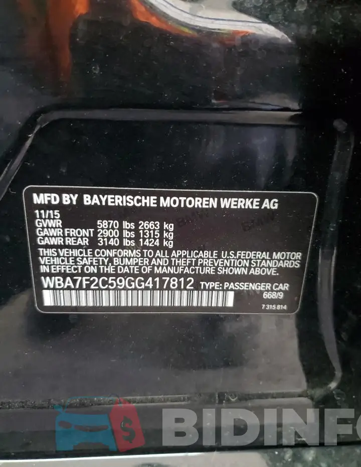 WBA7F2C59GG417812 Photo# 12