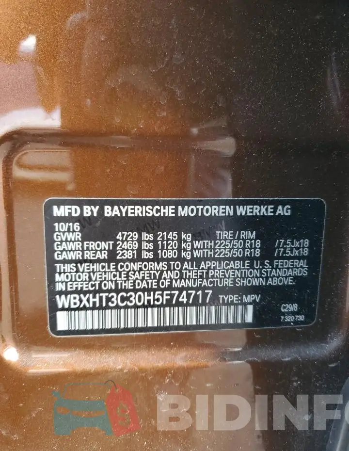 WBXHT3C30H5F74717 Photo# 12