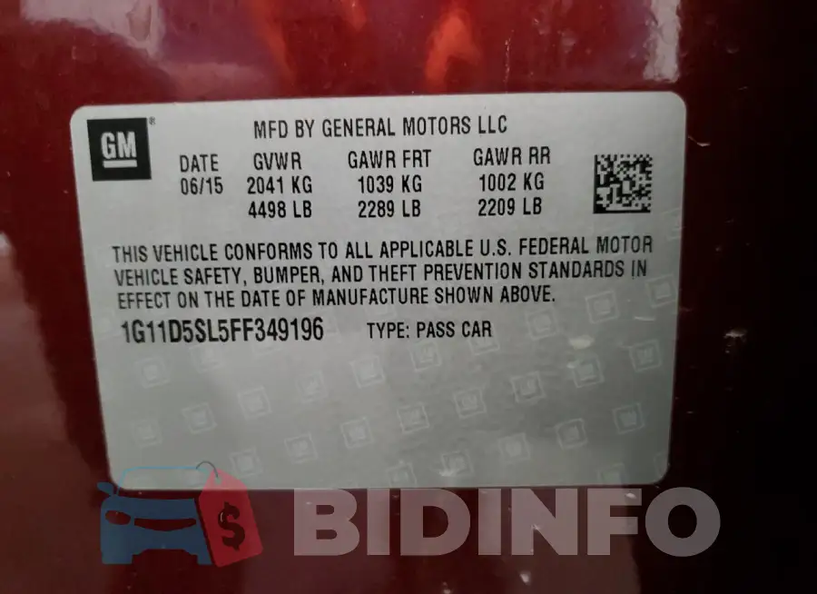 1G11D5SL5FF349196 Photo# 13