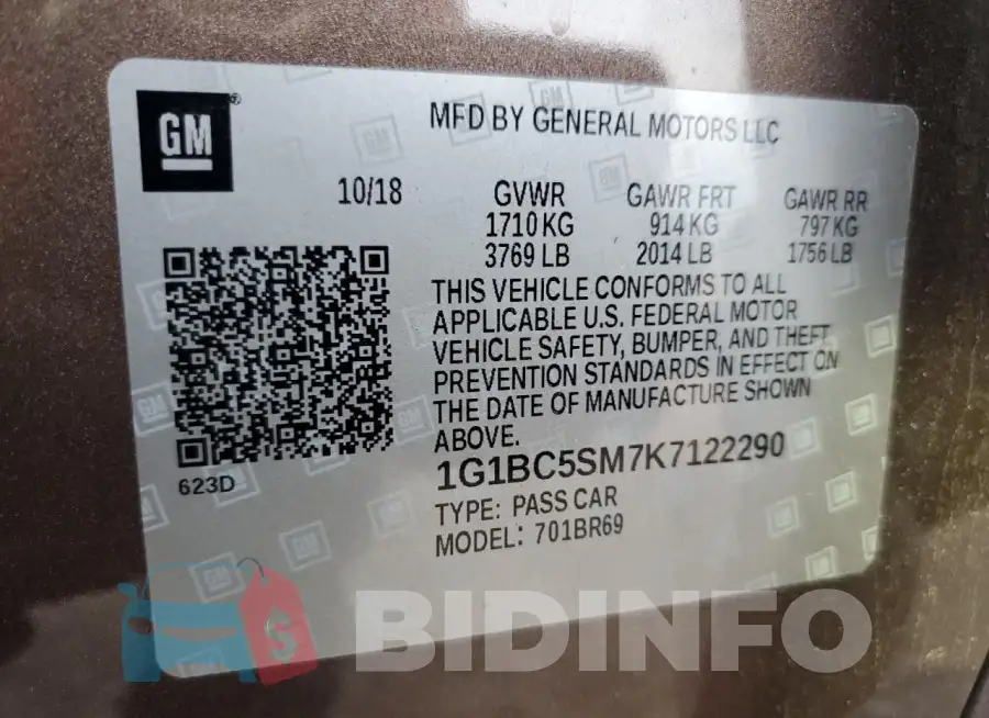 1G1BC5SM7K7122290 Photo# 13