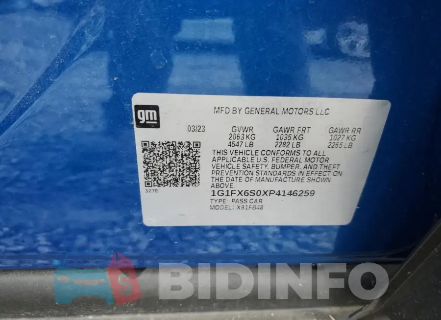 1G1FX6S0XP4146259 Photo# 12