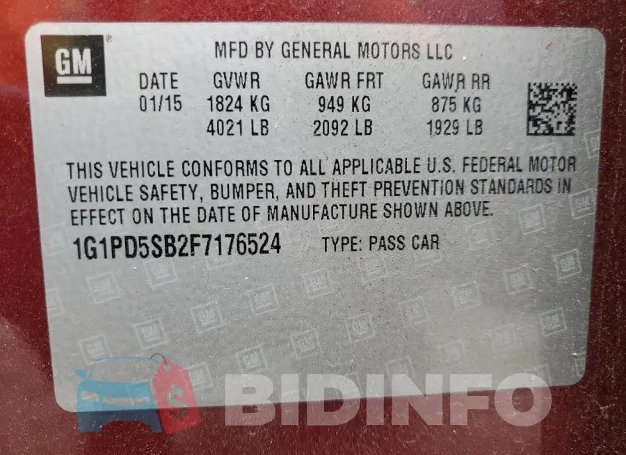 1G1PD5SB2F7176524 Photo# 12
