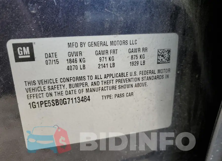1G1PE5SB0G7113484 Photo# 12