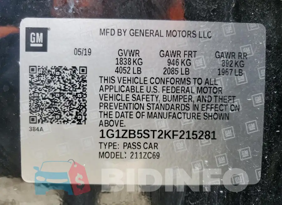 1G1ZB5ST2KF215281 Photo# 12