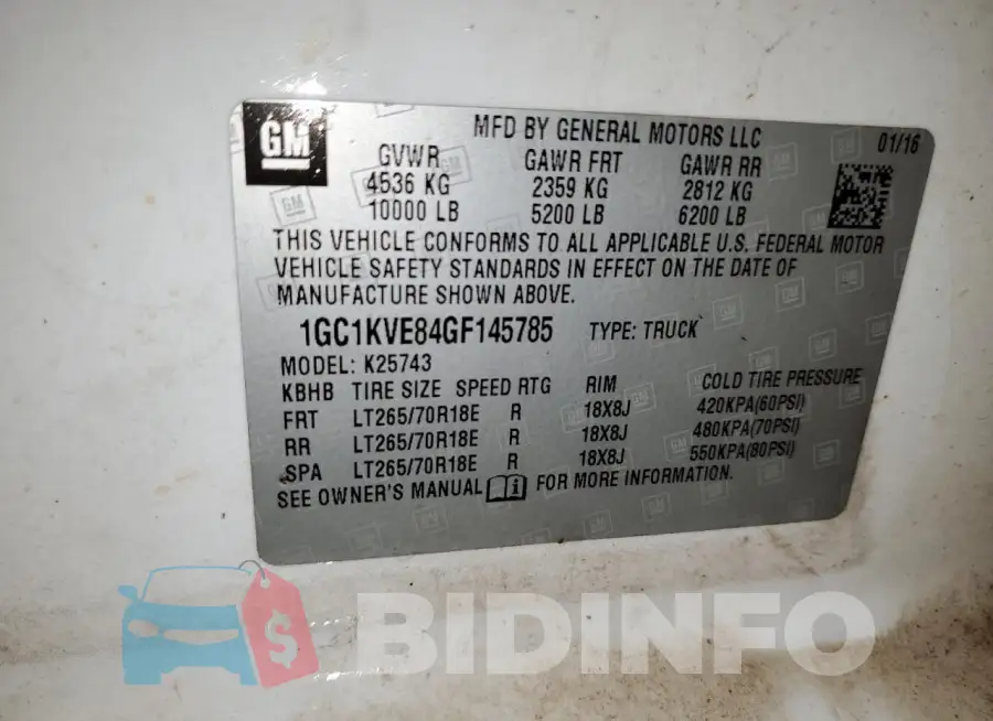 1GC1KVE84GF145785 Photo# 13